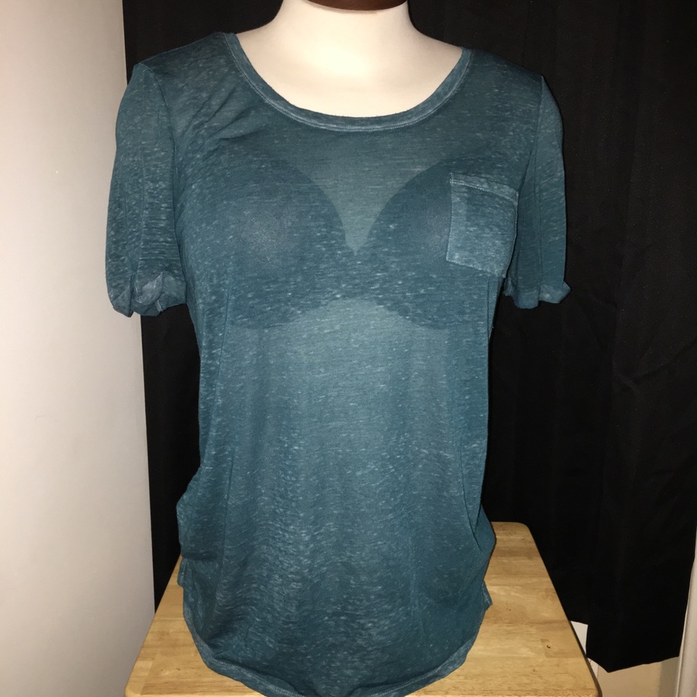 Cute Sheer Ocean Blue Pocket T-shirt